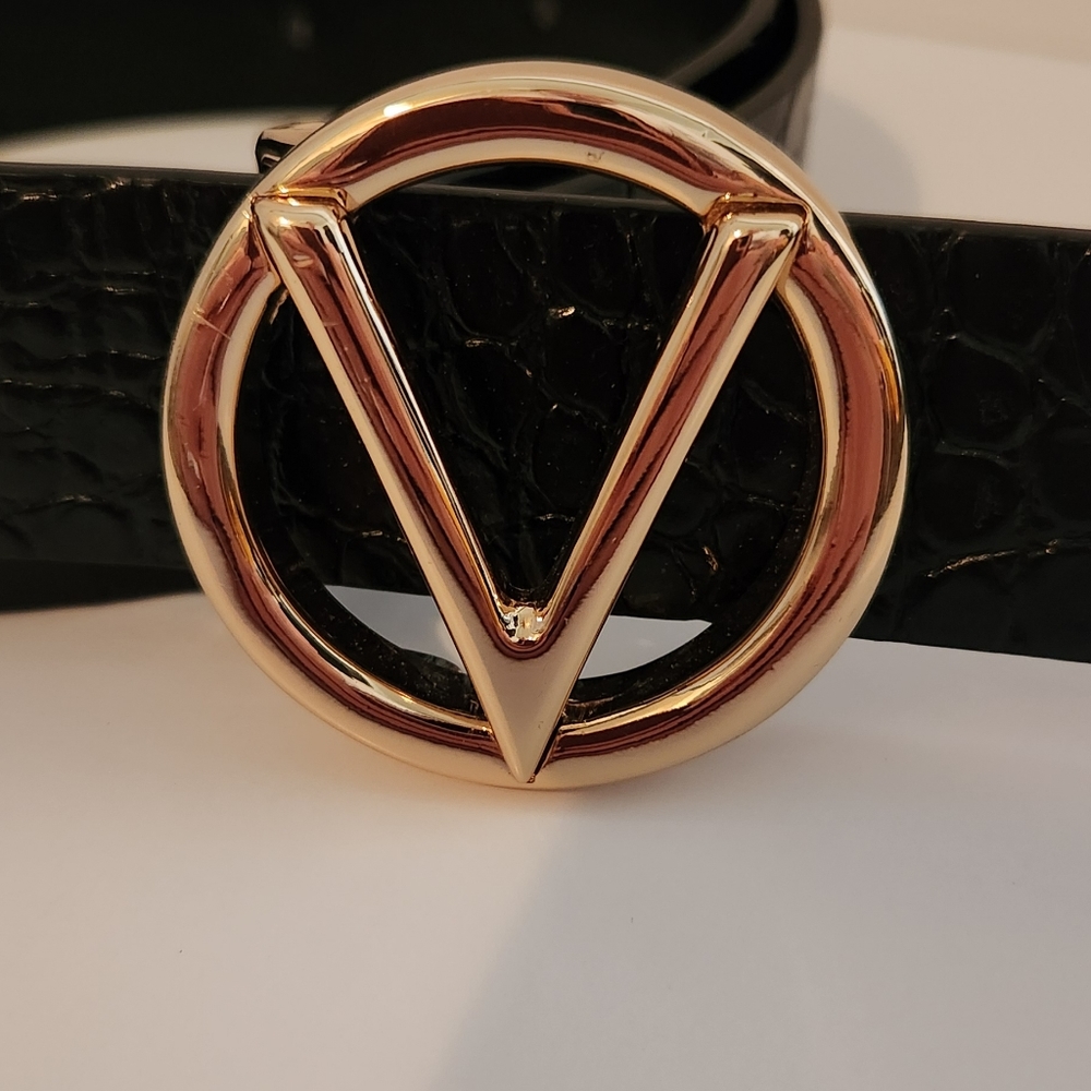 Valentino By Mario Valentino Black and Gold Belt
